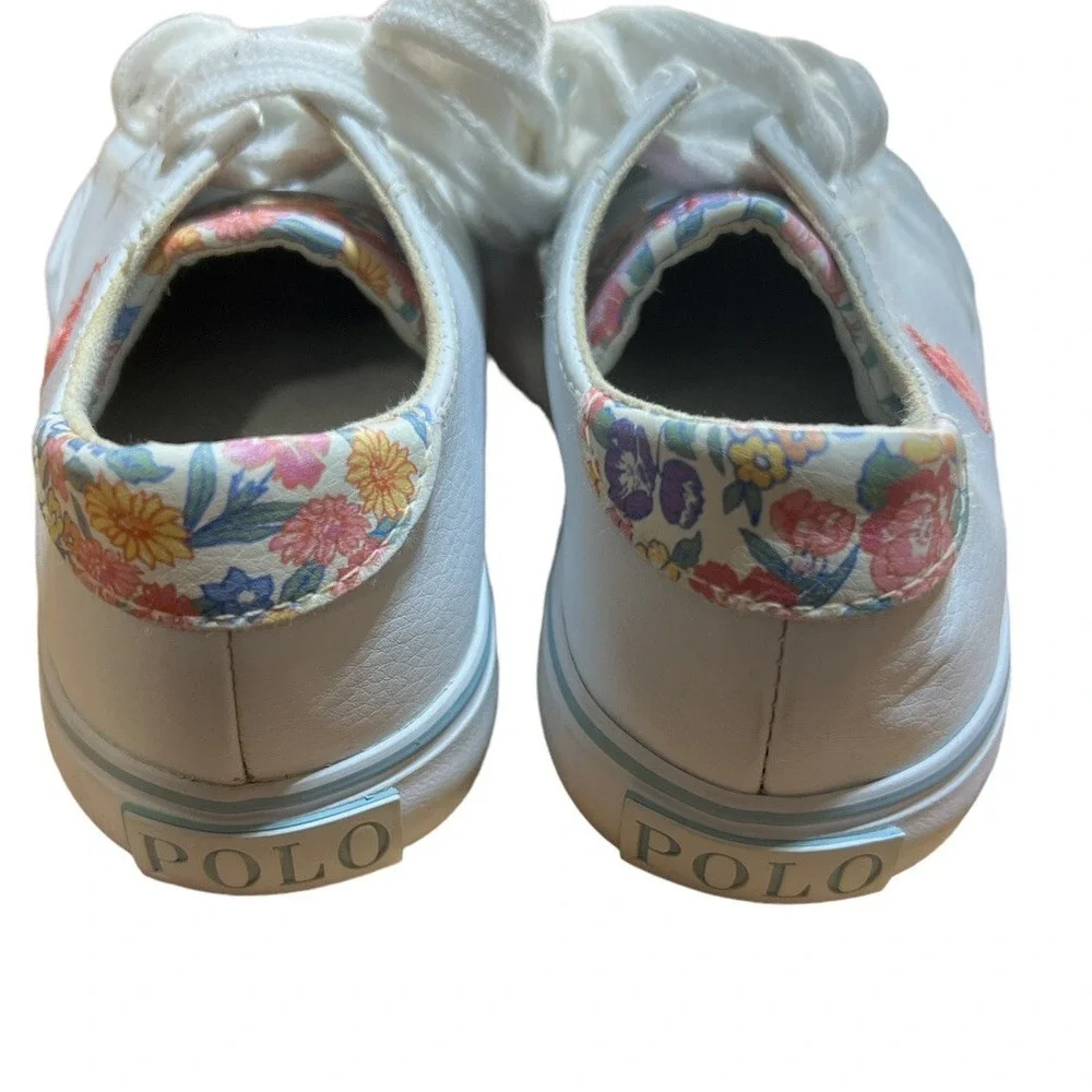 Ralph Lauren Polo Girls Sneakers White And Floral Size 13 Shoes‎
